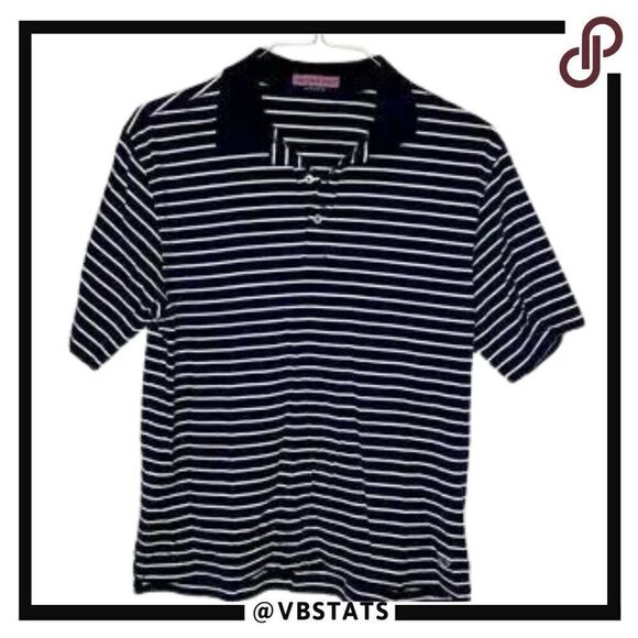 Vineyard Vines Black-White Striped Polo Size Medium - Picture 1 of 4